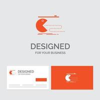 Business-Logo-Vorlage für Charakter. Computer. Spiel. Spielen. Pacman. orange visitenkarten mit markenlogo-vorlage. vektor