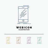 enhet. mobil. telefon. smartphone. telefon 5 Färg linje webb ikon mall isolerat på vit. vektor illustration