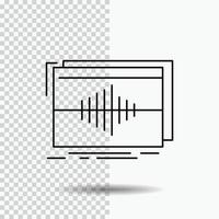 Audio. Frequenz. Hertz. Reihenfolge. Wellenliniensymbol auf transparentem Hintergrund. schwarze Symbolvektorillustration vektor