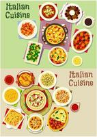 italiensk kök pasta maträtter ikon uppsättning, mat design vektor