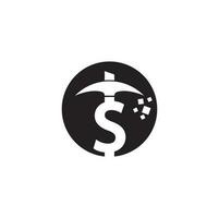 Bergbau-Logo-Design. Designvorlage für das Logo der Bergbauindustrie. Dollar-Bergbau-Logo-Vektor-Illustration vektor