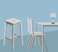 klassisk och modern tabell stolar och pall möbel design. bit av möbel för cafeteria, restaurang. vektor