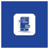 blå runda knapp för frontend. gränssnitt. mobil. telefon. utvecklare glyf ikon vektor