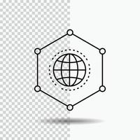 Netzwerk. global. Daten. Verbindung. Business Line-Symbol auf transparentem Hintergrund. schwarze Symbolvektorillustration vektor