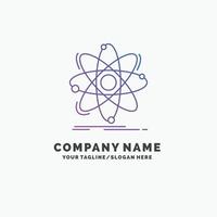 Atom. Wissenschaft. Chemie. Physik. nukleare lila Business-Logo-Vorlage. Platz für den Slogan vektor