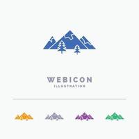 Felsen. hügel. Landschaft. Natur. Berg 5-farbige Glyphen-Web-Icon-Vorlage isoliert auf Weiß. Vektor-Illustration vektor