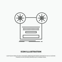 spela in. inspelning. retro. tejp. musik ikon. linje vektor grå symbol för ui och ux. hemsida eller mobil Ansökan