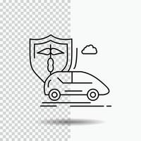 Wagen. Hand. Versicherung. Transport. Sicherheitsliniensymbol auf transparentem Hintergrund. schwarze Symbolvektorillustration vektor