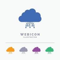 Wolke. rechnen. Daten. Bewirtung. Netzwerk 5-farbige Glyphen-Websymbolvorlage isoliert auf Weiß. Vektor-Illustration vektor