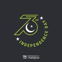 pakistan oberoende dag typografi design kreativ typografi av 73: e Lycklig oberoende dag av pa vektor