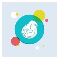 bebis. graviditet. gravid. obstetrik. foster vit glyf ikon färgrik cirkel bakgrund vektor
