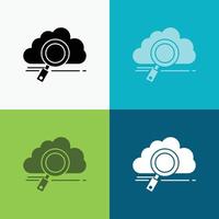 Wolke. Suche. Lagerung. Technologie. Computing-Symbol über verschiedenen Hintergrund. Design im Glyphen-Stil. entwickelt für Web und App. eps 10-Vektorillustration vektor