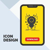 insekt. insekt. Spindel. virus. app glyf ikon i mobil för ladda ner sida. gul bakgrund vektor