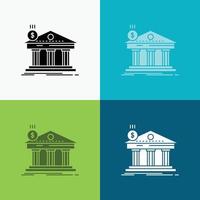 arkitektur. Bank. bankverksamhet. byggnad. statlig ikon över olika bakgrund. glyf stil design. designad för webb och app. eps 10 vektor illustration