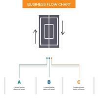 synchronisieren. Synchronisation. Daten. Telefon. Smartphone-Business-Flow-Chart-Design mit 3 Schritten. Glyphensymbol für Präsentationshintergrundvorlage Platz für Text. vektor