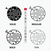 Mond. Planet. Platz. quadratisch. Erdsymbol in dünn. regulär. fette Linie und Glyphenstil. Vektor-Illustration vektor