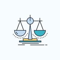 balans. beslut. rättvisa. lag. skala platt ikon. grön och gul tecken och symboler för hemsida och mobil tillämpning. vektor illustration