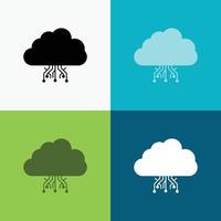 Wolke. rechnen. Daten. Bewirtung. Netzwerksymbol über verschiedenen Hintergrund. Design im Glyphen-Stil. entwickelt für Web und App. eps 10-Vektorillustration vektor