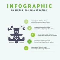 Herzen lieben liebevolle Hochzeit solide Symbol Infografiken 5 Schritte Präsentationshintergrund vektor