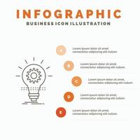 Birne. sich entwickeln. Idee. Innovation. leichte Infografik-Vorlage für Website und Präsentation. Linie graues Symbol mit orangefarbener Infografik-Stil-Vektorillustration vektor