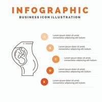 graviditet. gravid. bebis. obstetrik. mor infographics mall för hemsida och presentation. linje grå ikon med orange infographic stil vektor illustration