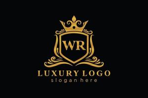 Royal Luxury Logo-Vorlage mit anfänglichem wr-Buchstaben in Vektorgrafiken für Restaurant, Lizenzgebühren, Boutique, Café, Hotel, Heraldik, Schmuck, Mode und andere Vektorillustrationen. vektor