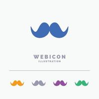 Schnurrbart. Hipster. Umzug. männlich. Männer 5-Farben-Glyphen-Web-Icon-Vorlage isoliert auf Weiß. Vektor-Illustration vektor