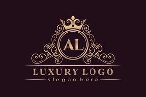 al anfangsbuchstabe gold kalligrafisch feminin floral handgezeichnet heraldisch monogramm antik vintage stil luxus logo design premium vektor