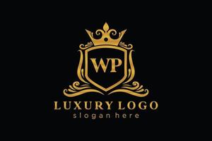 Royal Luxury Logo-Vorlage mit anfänglichem wp-Buchstaben in Vektorgrafiken für Restaurant, Lizenzgebühren, Boutique, Café, Hotel, Heraldik, Schmuck, Mode und andere Vektorillustrationen. vektor