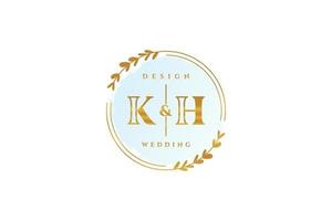 anfängliches kh-schönheitsmonogramm und elegantes logo-design handschriftlogo der ersten unterschrift, hochzeit, mode, blumen und botanik mit kreativer vorlage. vektor