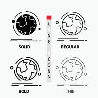 Globus. Welt. entdecken. Verbindung. Netzwerksymbol in dünn. regulär. fette Linie und Glyphenstil. Vektor-Illustration vektor