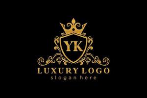 första yk brev kunglig lyx logotyp mall i vektor konst för restaurang, kungligheter, boutique, Kafé, hotell, heraldisk, Smycken, mode och Övrig vektor illustration.