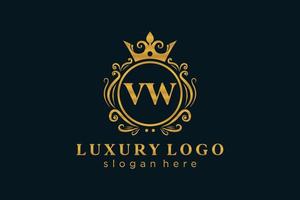 första vw brev kunglig lyx logotyp mall i vektor konst för restaurang, kungligheter, boutique, Kafé, hotell, heraldisk, Smycken, mode och Övrig vektor illustration.