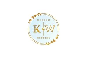 anfängliches kw-schönheitsmonogramm und elegantes logo-design handschriftlogo der ersten unterschrift, hochzeit, mode, blumen und botanik mit kreativer vorlage. vektor