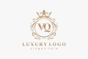 första vq brev kunglig lyx logotyp mall i vektor konst för restaurang, kungligheter, boutique, Kafé, hotell, heraldisk, Smycken, mode och Övrig vektor illustration.