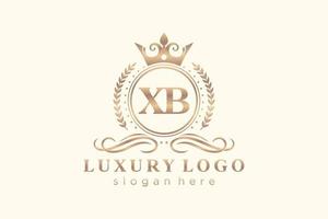 Royal Luxury Logo-Vorlage mit anfänglichem xb-Buchstaben in Vektorgrafiken für Restaurant, Lizenzgebühren, Boutique, Café, Hotel, Heraldik, Schmuck, Mode und andere Vektorillustrationen. vektor