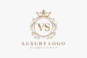 Initial vs Letter Royal Luxury Logo Vorlage in Vektorgrafiken für Restaurant, Lizenzgebühren, Boutique, Café, Hotel, heraldisch, Schmuck, Mode und andere Vektorillustrationen. vektor