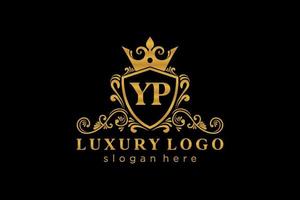 Royal Luxury Logo-Vorlage mit anfänglichem Yp-Buchstaben in Vektorgrafiken für Restaurant, Lizenzgebühren, Boutique, Café, Hotel, Heraldik, Schmuck, Mode und andere Vektorillustrationen. vektor