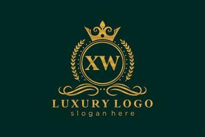 Royal Luxury Logo-Vorlage mit anfänglichem xw-Buchstaben in Vektorgrafiken für Restaurant, Lizenzgebühren, Boutique, Café, Hotel, Heraldik, Schmuck, Mode und andere Vektorillustrationen. vektor