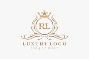 första rl brev kunglig lyx logotyp mall i vektor konst för restaurang, kungligheter, boutique, Kafé, hotell, heraldisk, Smycken, mode och Övrig vektor illustration.