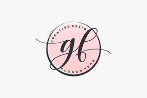 första gf handstil logotyp med cirkel mall vektor signatur, bröllop, mode, blommig och botanisk med kreativ mall.