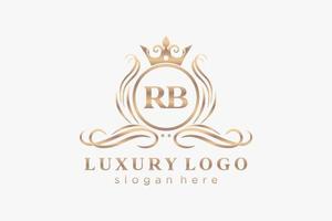 Royal Luxury Logo-Vorlage mit anfänglichem rb-Buchstaben in Vektorgrafiken für Restaurant, Lizenzgebühren, Boutique, Café, Hotel, Heraldik, Schmuck, Mode und andere Vektorillustrationen. vektor