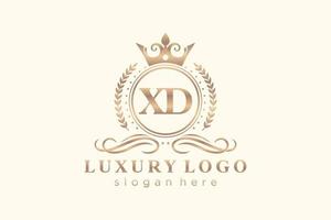 första xd brev kunglig lyx logotyp mall i vektor konst för restaurang, kungligheter, boutique, Kafé, hotell, heraldisk, Smycken, mode och Övrig vektor illustration.
