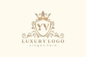 Anfangsbuchstabe YV Royal Luxury Logo Vorlage in Vektorgrafiken für Restaurant, Lizenzgebühren, Boutique, Café, Hotel, heraldisch, Schmuck, Mode und andere Vektorillustrationen. vektor