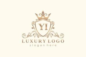 första yi brev kunglig lyx logotyp mall i vektor konst för restaurang, kungligheter, boutique, Kafé, hotell, heraldisk, Smycken, mode och Övrig vektor illustration.