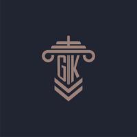 gk första monogram logotyp med pelare design för lag fast vektor bild