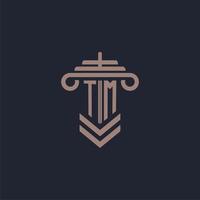 tm Anfangsmonogramm-Logo mit Säulendesign für Anwaltskanzlei-Vektorbild vektor