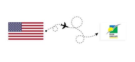 flug und reise von den usa nach guadeloupe mit dem reisekonzept des passagierflugzeugs vektor