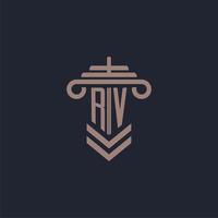 RV-Anfangsmonogramm-Logo mit Säulendesign für Anwaltskanzlei-Vektorbild vektor