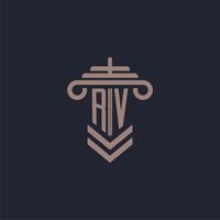 rv första monogram logotyp med pelare design för lag fast vektor bild